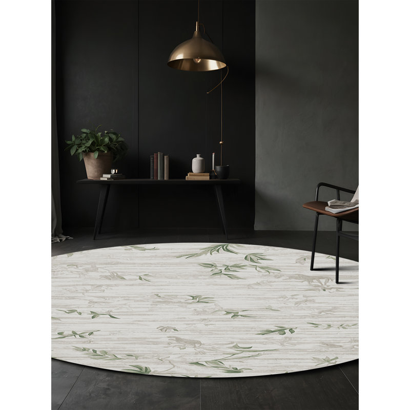 Tapis gris soyeux et moelleux, Rond 8 pi