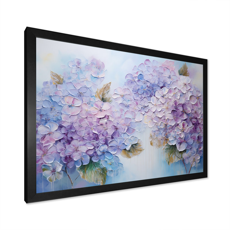Fleurs d'hirangées mauves paradisiaques I - champ de fleurs, art mural, Cadre simple noir, H 12 po x l 20 po x P 1 po