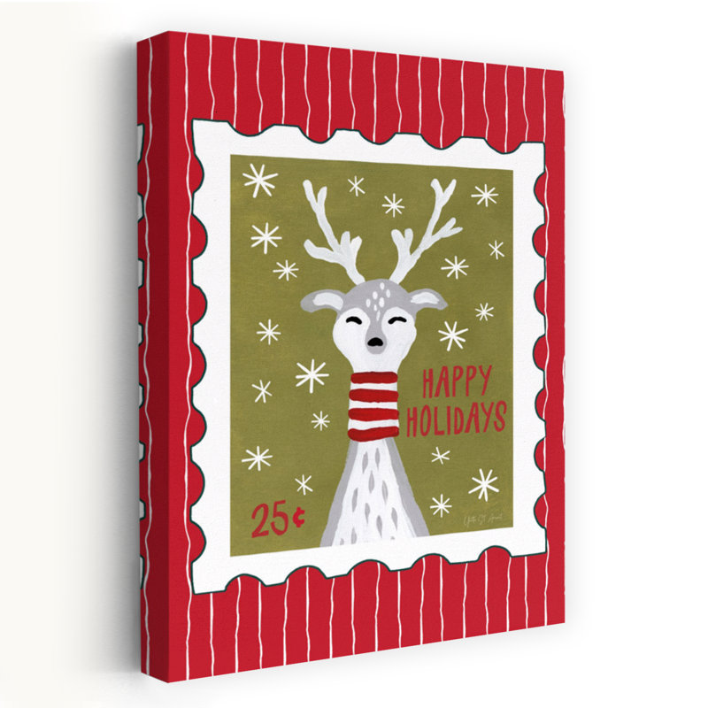 Holly Jolly Mail II, art animalier abstrait contemporain, H 24 po x l 16 po