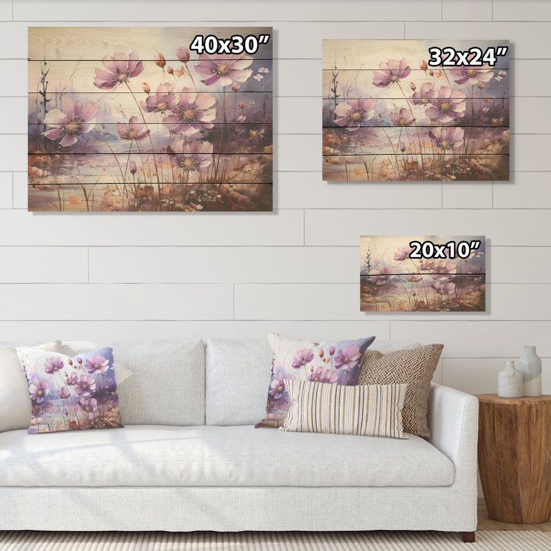 Art floral sur bois de pin, H 30 po x l 40 po
