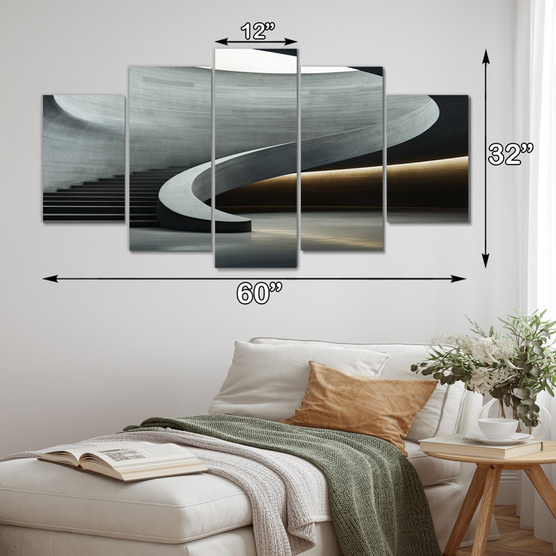 Béton sur toile subtile II - reproduction d'art sur toile - 5 panneaux