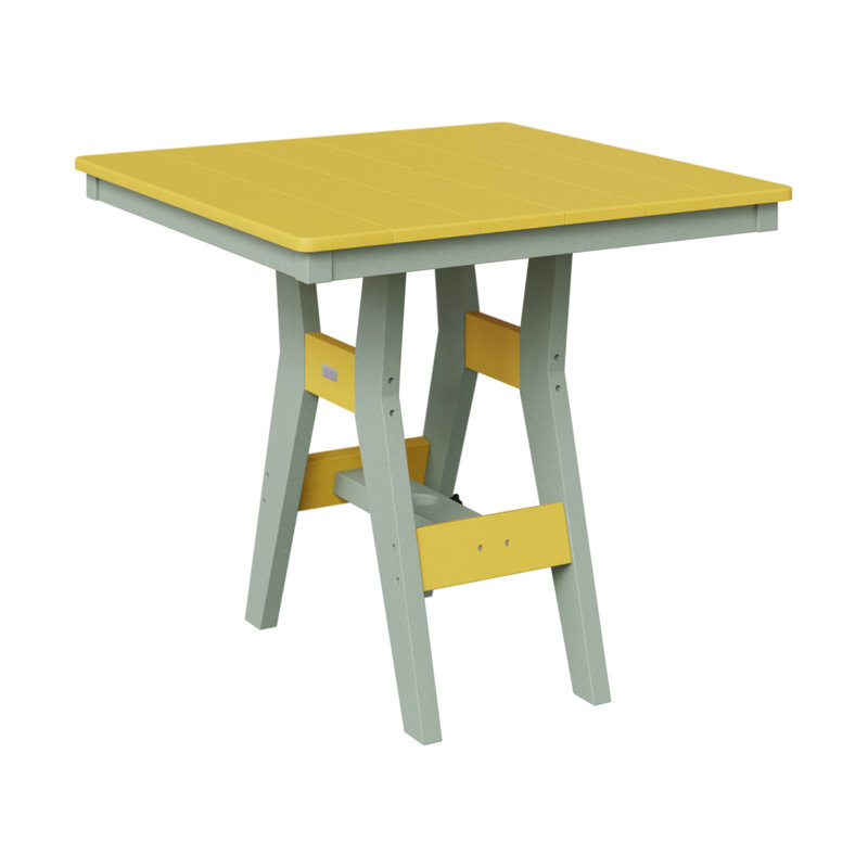 Harbor Outdoor Square Dining Table, 30.37" H x 33" W x 33" D, Sunburst Yellow, Seafoam