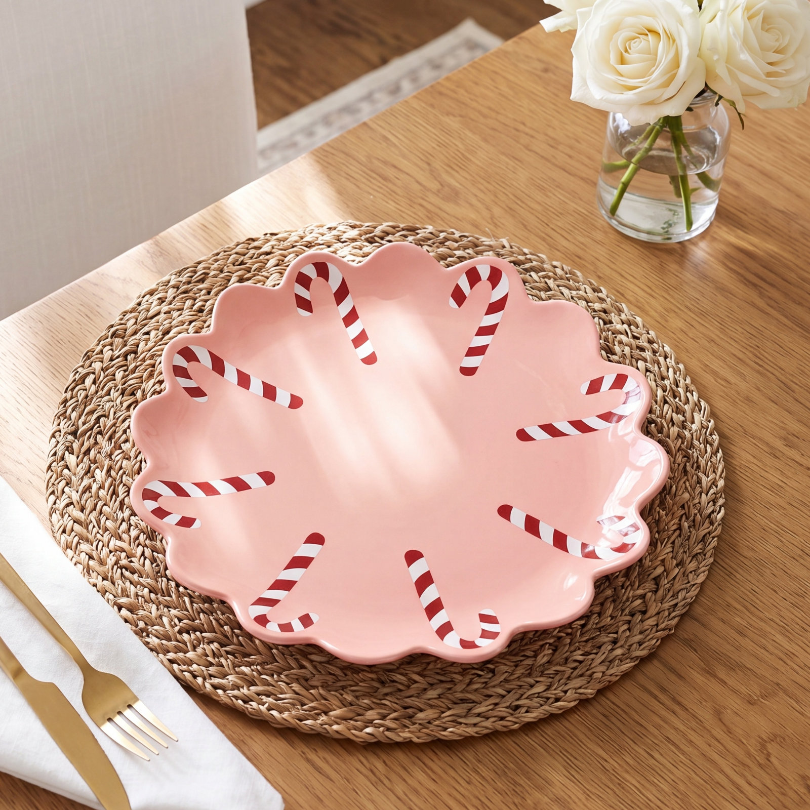 Candy Cane Scallop 13 Platter Provence