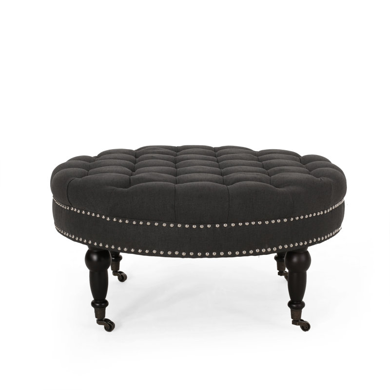 Table basse avec repose-pieds Healdton, Polyester gris foncé