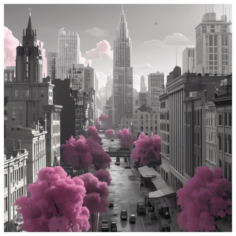 Housses de couette Pink Trees Cityscape, Très grand lit
