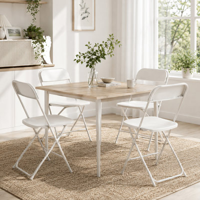 Ensemble de 4 chaises pliantes pliables avec structure en métal, blanc