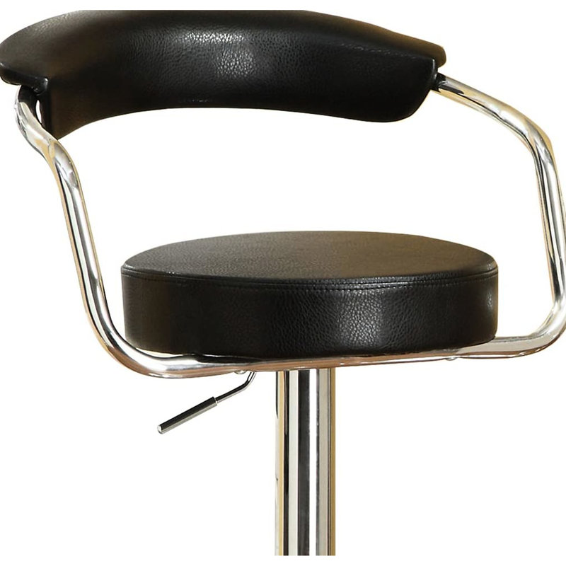 Tabouret réglable pour la salle à manger avec base et siège rembourré en similicuir, Noir