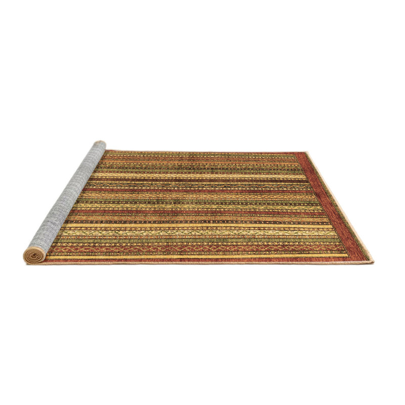 Tapis brun lavable à la machine Abstract 3456, Rond 7 pi