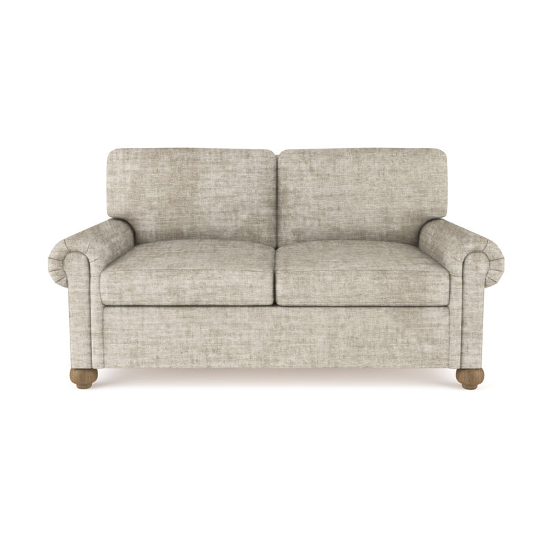Leroy Loveseat, Weathered, Plush Velvet Alabaster, 36" H x 72" W x 43" D