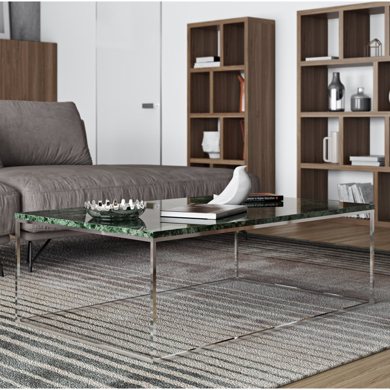 Tonya Frame Coffee Table, Chrome, Green