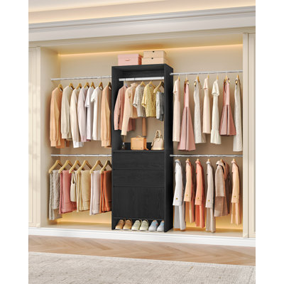 Système d'organisation avec 4 tringles de suspension, système d'organisation de garde-robe, convient aux espaces de 4 à 9,8 pi, blanc