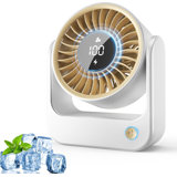 Desk Fan - Small Desk Fan With Digital Display, USB Rechargeable Fans, 360° Adjustment, 5 Speed Modes, Portable Desktop Table Cooling Fans For Home Office Makeup And Hot Flashes, Gifts For Men/Women