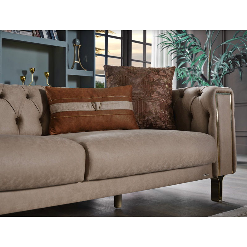 Kurtis 75'' Upholstered Convertible Sofa, Dark Vizon  100% Polyester