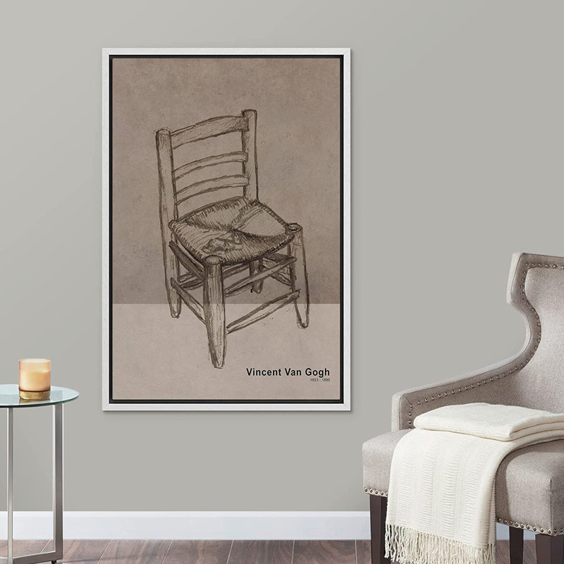 La chaise par Vincent Van Gogh - peinture sur toile, H 36 po x l 24 po x P 1,5 po, Cadre blanc