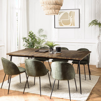 Grenville Solid Wood Top Metal Base Dining Table