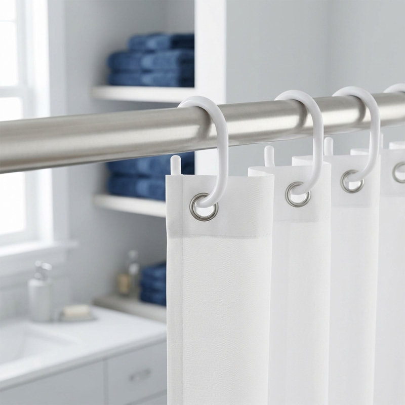 Solid Plastic Shower Curtain Hooks Rings, White