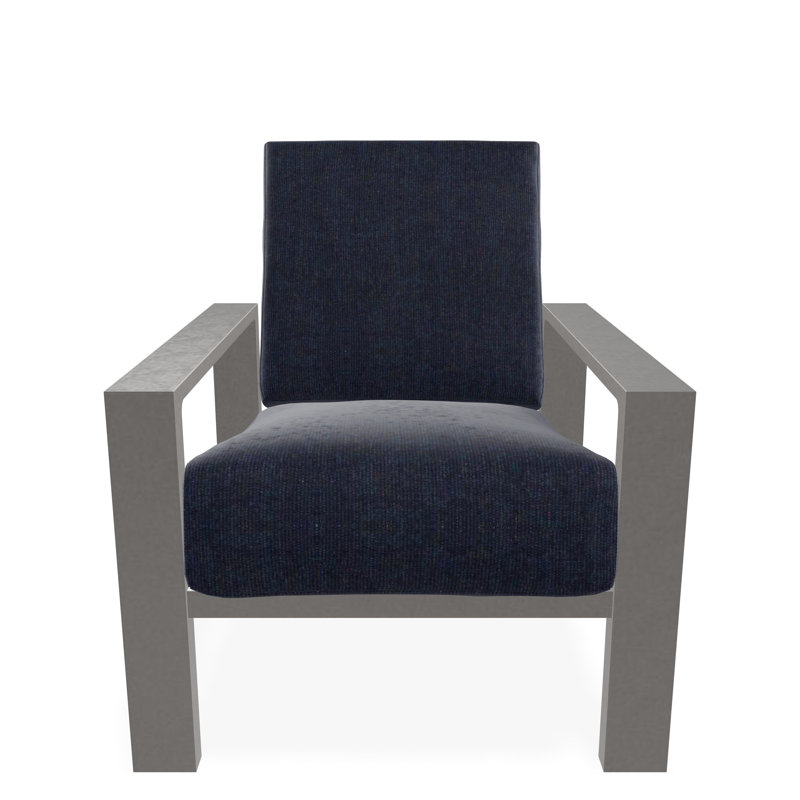 Chaise avec accoudoirs à coussin profond Larssen, Spectre indigo Sunbrella®, Gris chaleureux