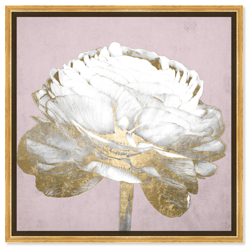 «Blush Gold Luxe Flower» par Oliver Gal, reproduction sur toile, Cadre doré, H 40 po x l 40 po