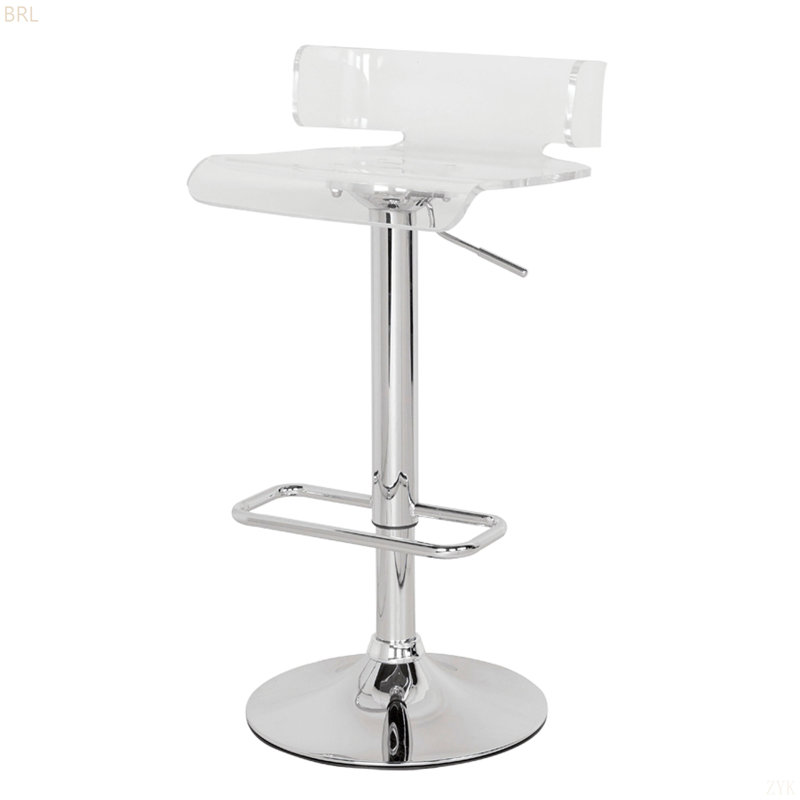 Tabouret pivotant transparent et chromé réglable, Clair
