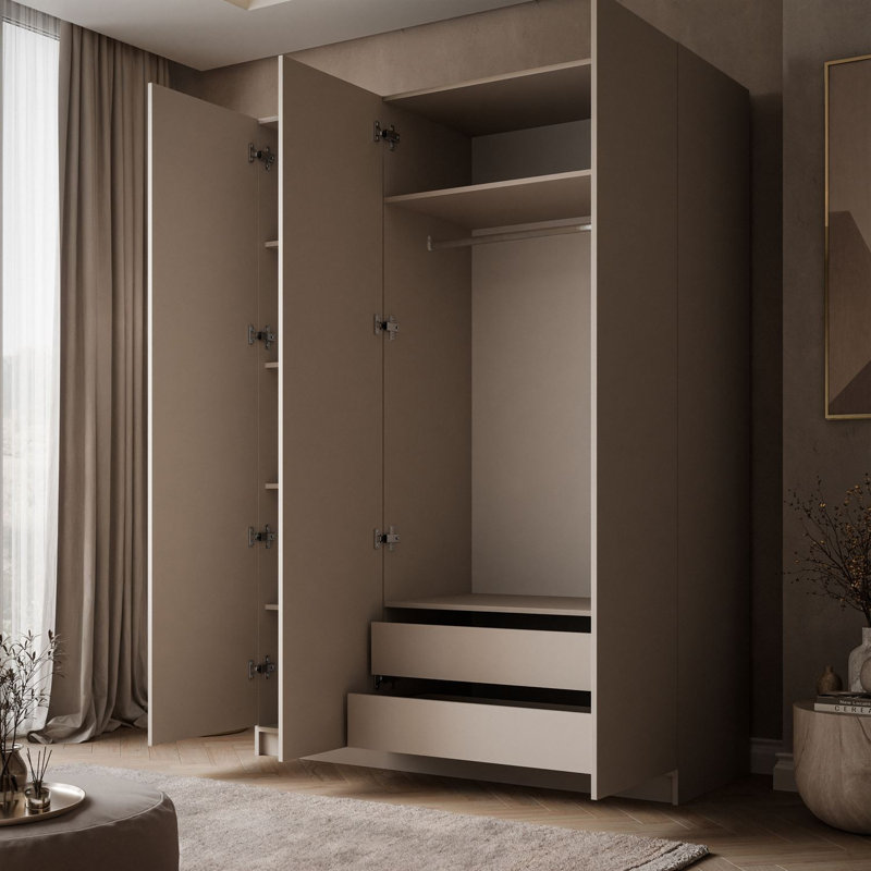 3 Door Manufactured Wood Wardrobe, handle-free opening system