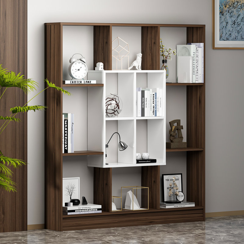 Rosenstein 151.8cm H x 135cm W Standard Bookcase, Walnut/White