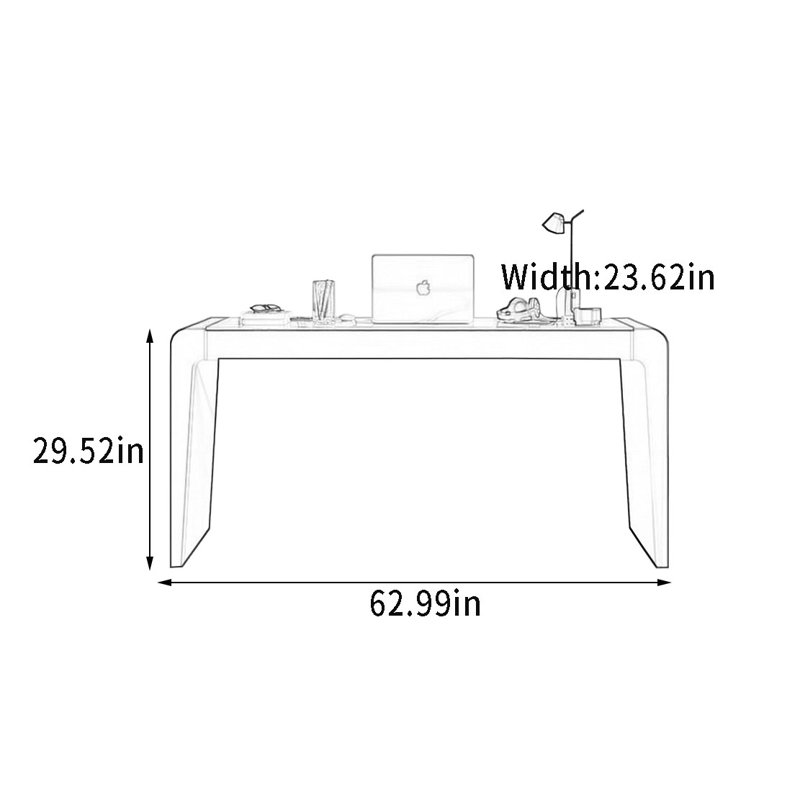 Bureau en cuir Saddle, H 29,52 po x l 62,99 po x P 23,62 po
