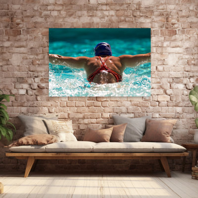Rear View Of A Woman Swimming The Butterfly Stroke In A Swimming Pool Bainbridge Island Washington State Usa Contemporary Butterfly Art