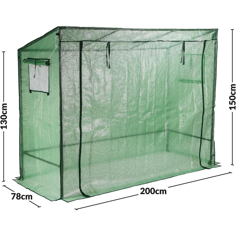 Walk-In Greenhouse 200X78x130/150Cm - Tomato Greenhouse With Roll-Up Door & 2 Windows - Weatherproof PE Cover & Metal Frame - Includes Ground Pegs & Wind Ropes - Ideal For Vegetables, Flowers, Herbs