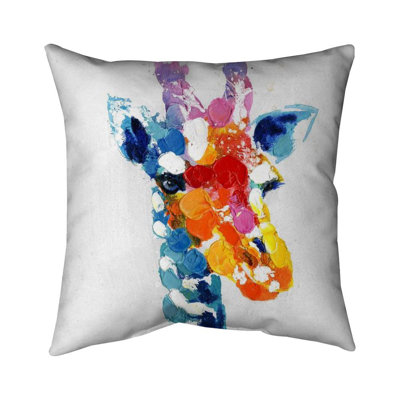 Color spotted abstract giraffe - 18"x18" Throw pillow - Poly twill - Print on demand