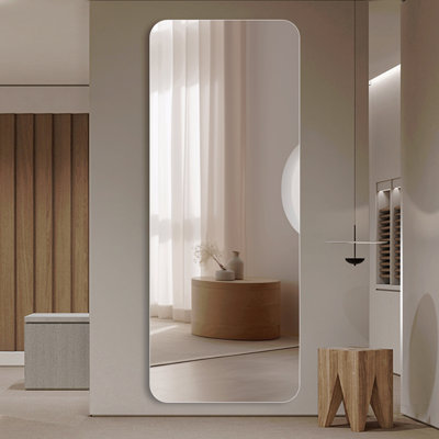 56"X 15" Inch Full Body Round Corner Mirror For Living Room Bedroom Cloakroom Wall Hanging With Hanging Hole High Quality 5mm Silver Mirror Explosion-Proof Glass