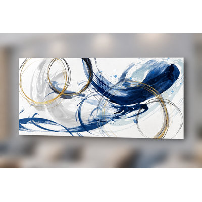 Art mural moderne sur toile graffiti abstrait bleu, peinture contemporaine colorée sur fond blanc pour le salon, la chambre à coucher et la cuisine