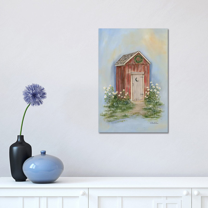 « Country Outhouse II » par Pam Britton, reproduction d’art, Pas de tapis, Toile tendue, H 18 po x l 12 po x 1,5 po
