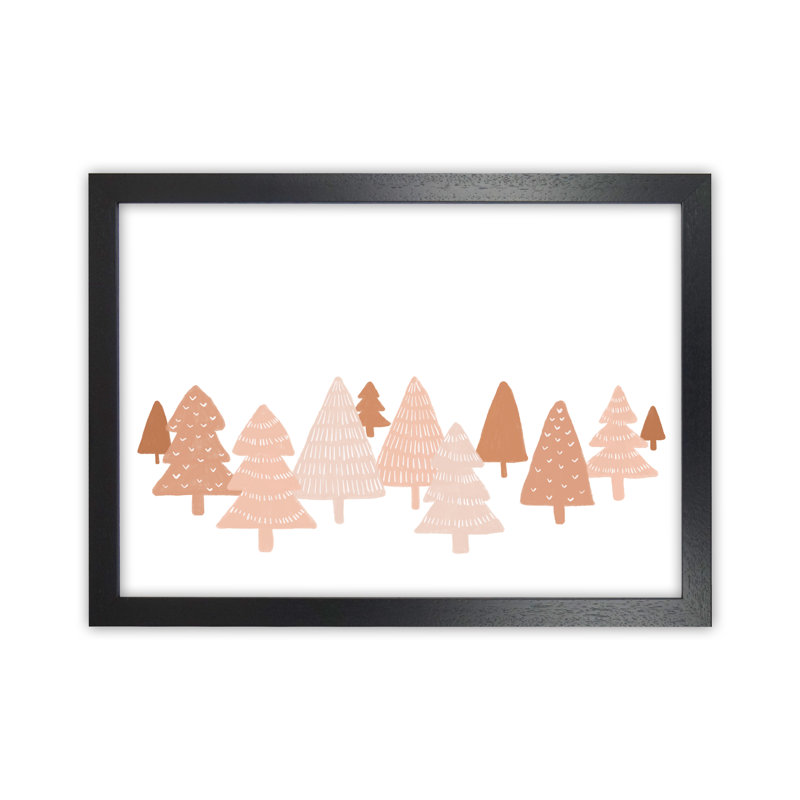 Blush Winter Trees By Orara - Print, Black Framed, 46cm H x 34cm W x 3cm D
