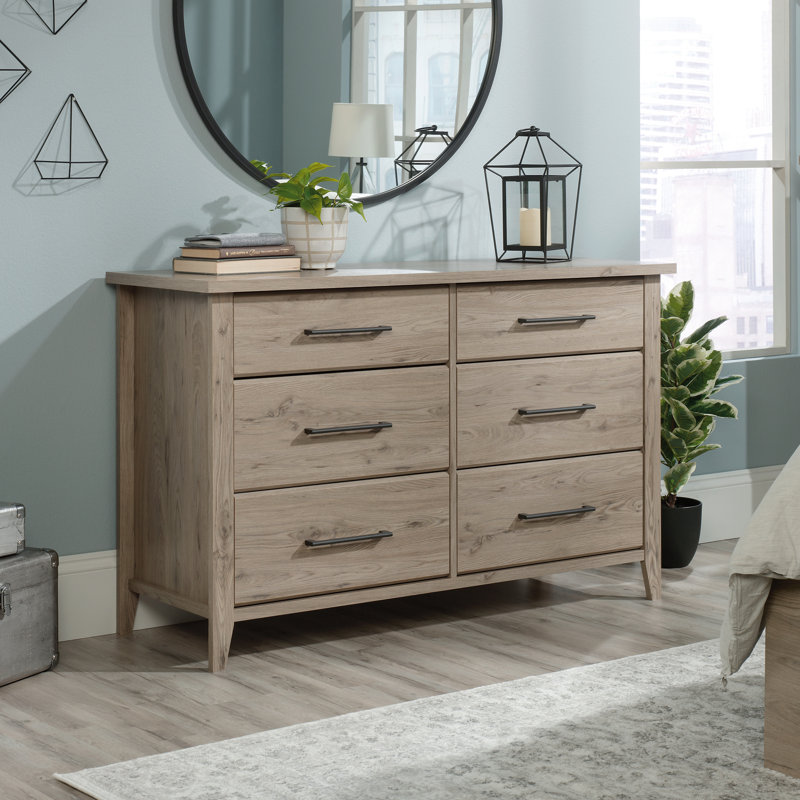 Commode double 6 tiroirs l 50,9 po Freda, Chêne laurier