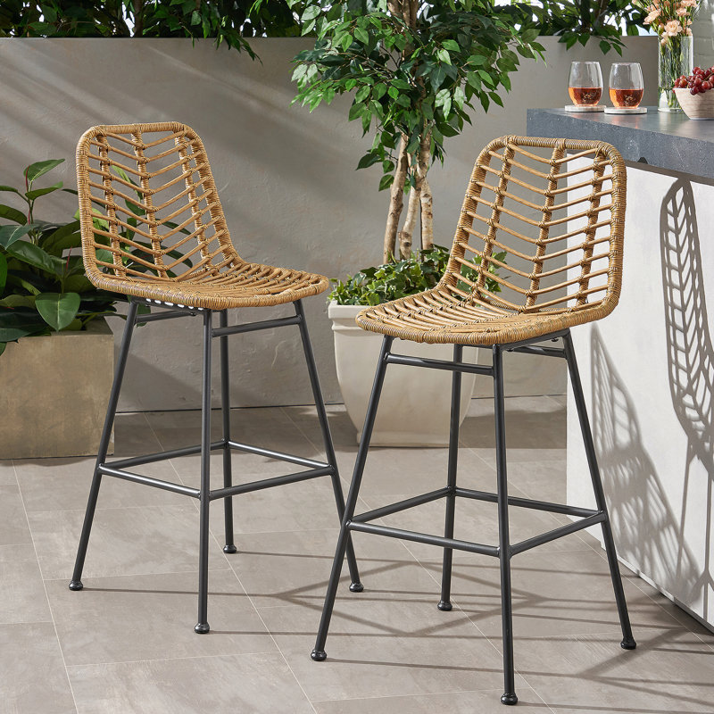 Tabourets de bar d'extérieur en osier (ensemble de 2)