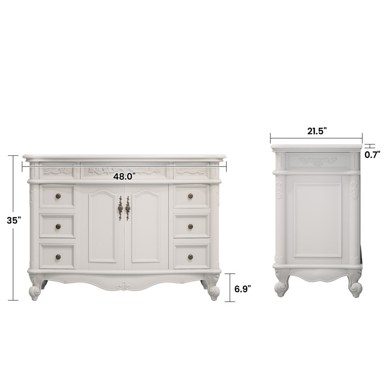 Antique White 48" Freestanding Single Vanity with Quartz Top