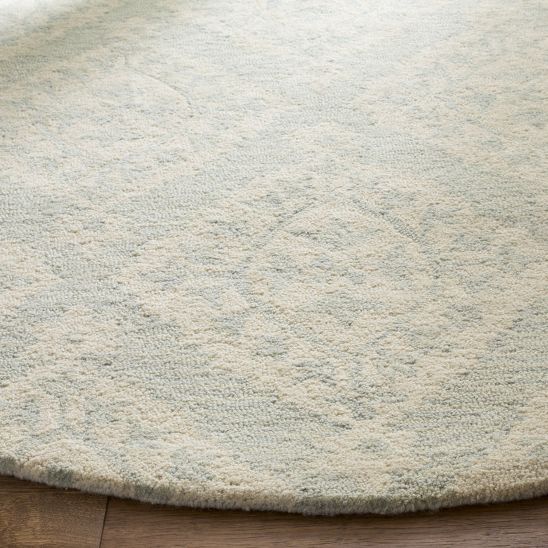 Anik Hand Tufted Wool Damask Rug, Round 5'