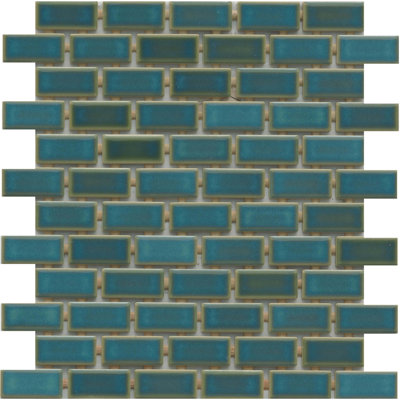 SAMPLE-11" x 12" Porcelain Mosaic Decorative Accent in Teal