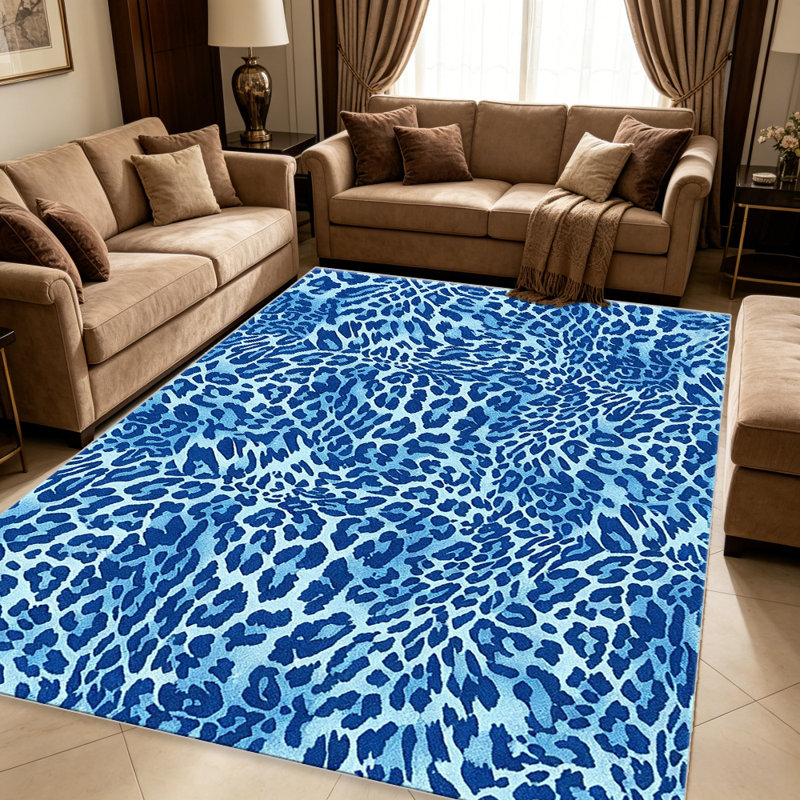 Cool Blue Leopard carpet-easy to clean, machine-washable, soft and comfortable; suitable for door mats, kitchens, living rooms, bedrooms, corridors, and laundry areas. Easy to clean, durable carpet for home decoration.