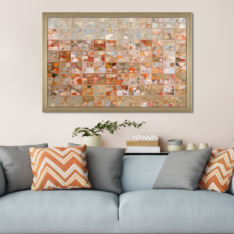 « orange et beige », impression sur toile, H 21,5 po x l 27,5 po x P 0,75 po, Encadrement champagne