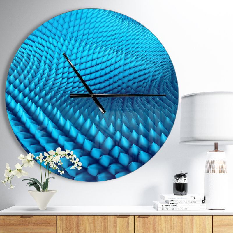Abstract Blue Wavy - horloge murale moderne, Moyen