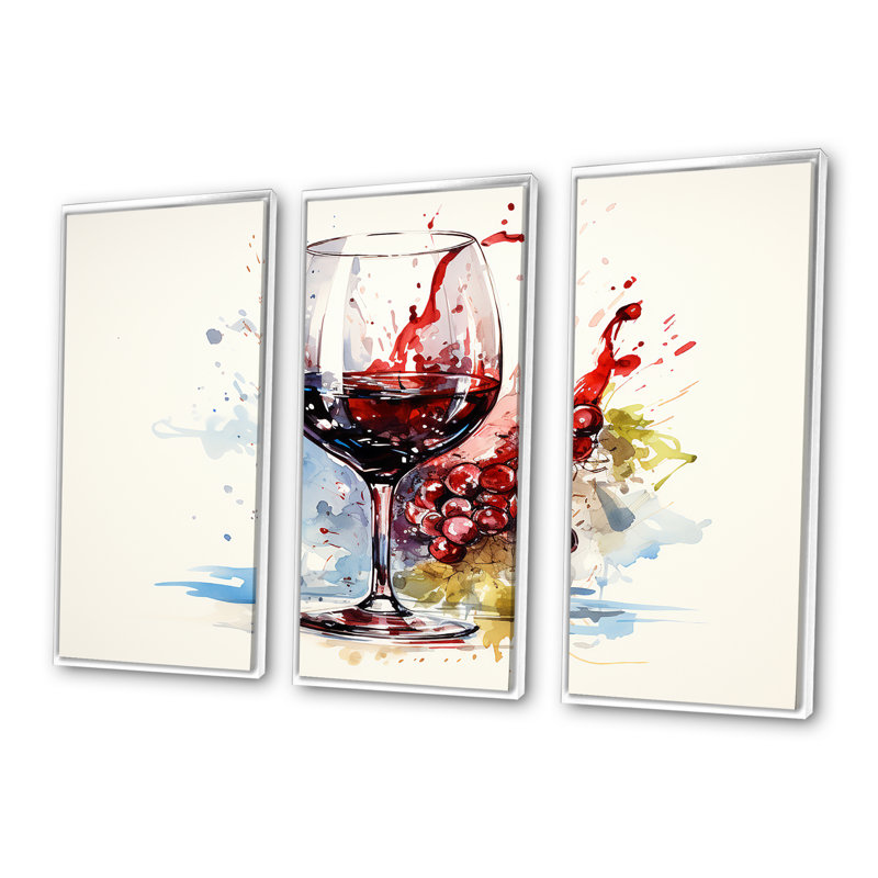 Raisin élégant vin de Bourgogne I - art mural vin, Cadre flottant blanc, H 32 po x l 48 po