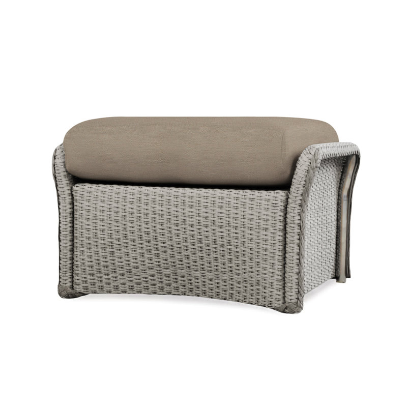 Weekend Retreat Outdoor Ottoman, Flagship Lapis Sunbrella®, Pewter