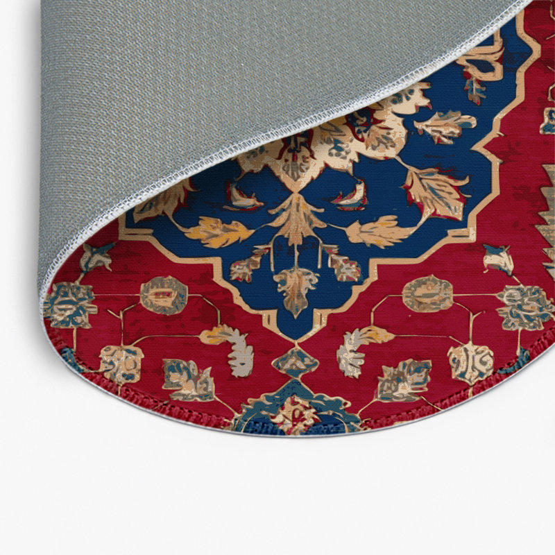 Tapis rouge intérieur et extérieur Tabriz, Rond 5 pi