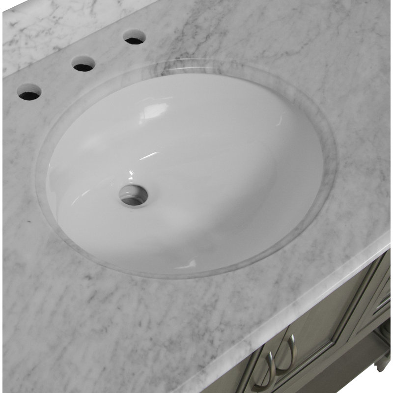 48'' Single Bathroom Vanity with Top, Weathered Gray, Carrara White