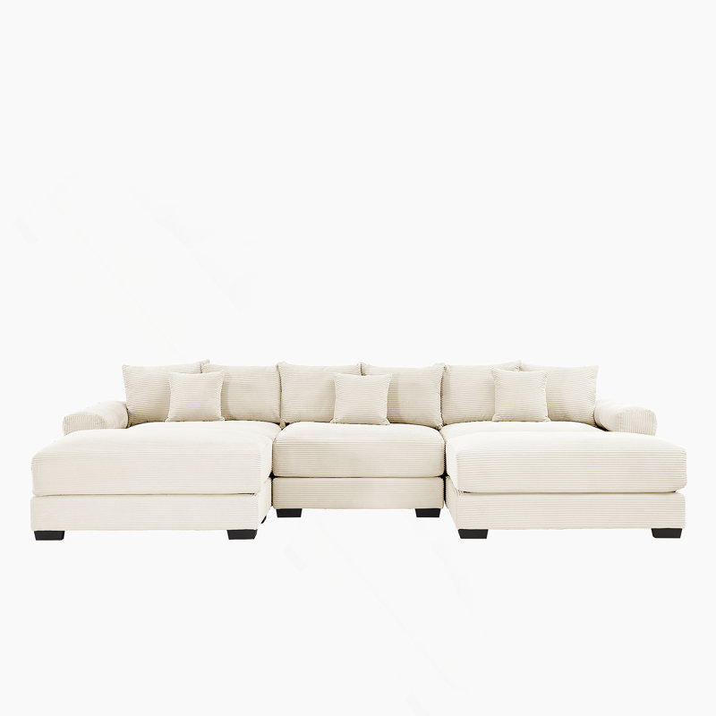 Canapé modulaire surdimensionné 130 po Cloud, Velours côtelé beige