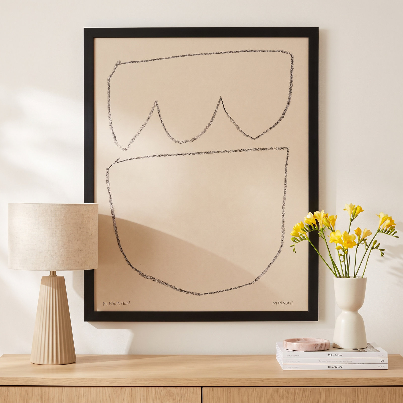 Freya "Outlines 8" Print, 16" W x 20" H, Black Framed