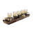 5-Pillar Candelabra Centerpiece with Glass Cups and Rustic Wood Tray