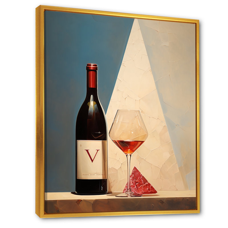 Cavas Crispness - Wine Wall Decor, 20" H x 12" W x 1" D, Gold Floater Framed