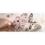 Lit simple blanc et rose avec couronne, lit plateforme en bois, 10 lattes de soutien, charge de 350 lb, escalier de haute qualité, contreplaqué robuste, stabilité